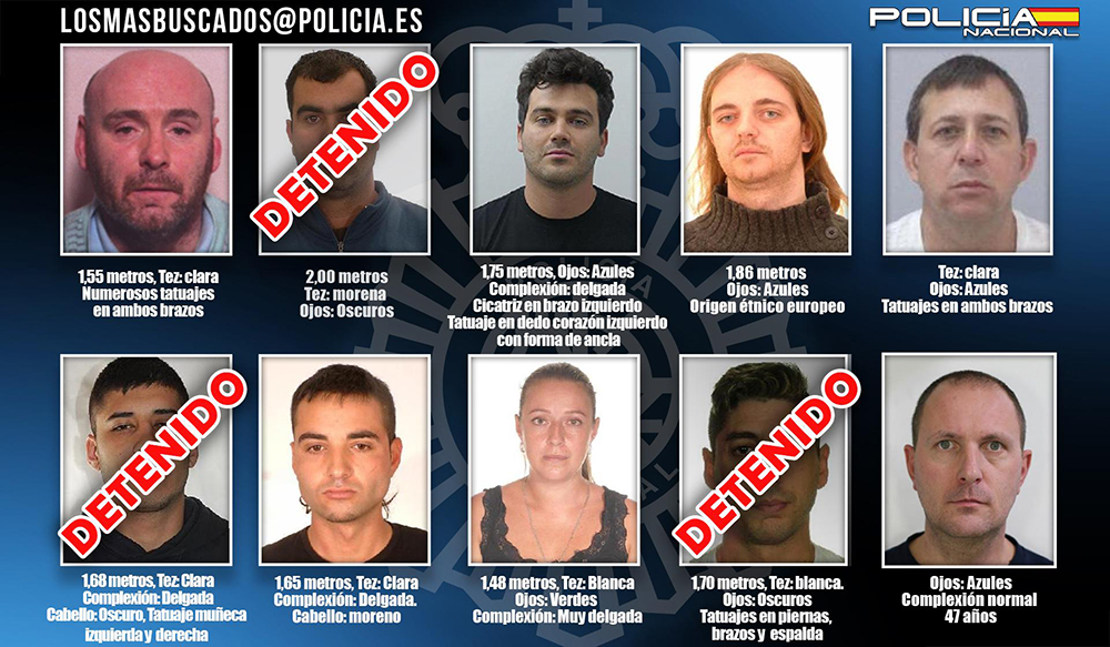 LOS MÁS BUSCADOS FUGITIVOS POLICÍA NACIONAL 10 AGOSTO 22