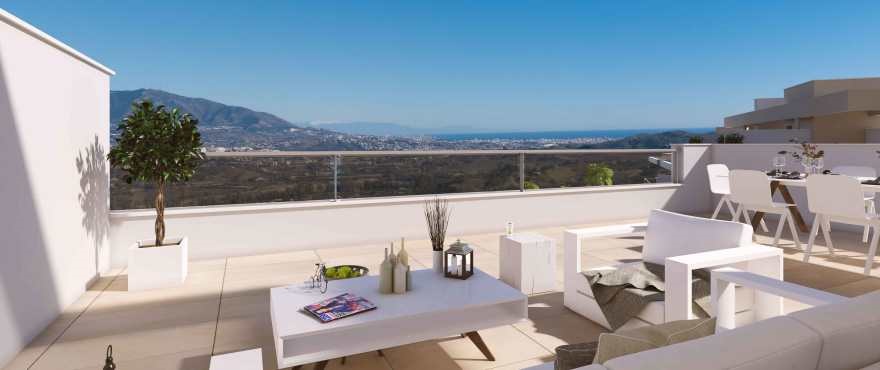 Terraza de uno de los áticos de la promoción Harmony en La Cala de Mijas