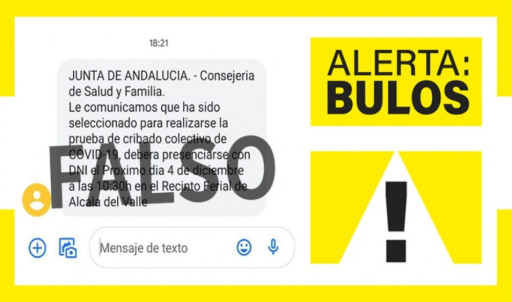 Es falso que Salud esté citando hoy viernes 4 a la población de Alcalá del Valle para un cribado