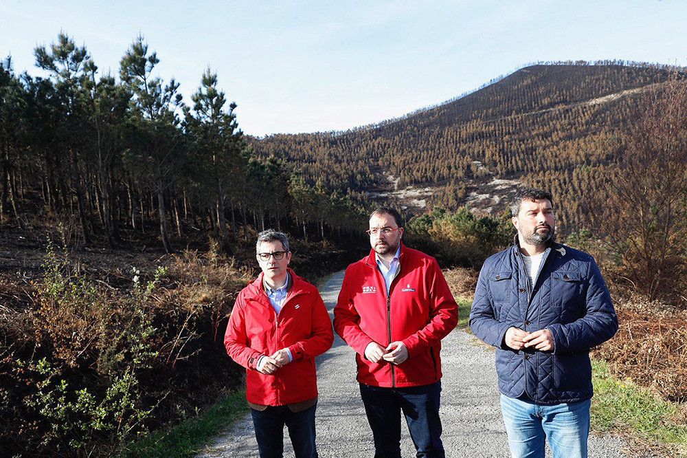 El ministro de la Presidencia visita los terrenos afectados por la última oleada de incendios en Asturias