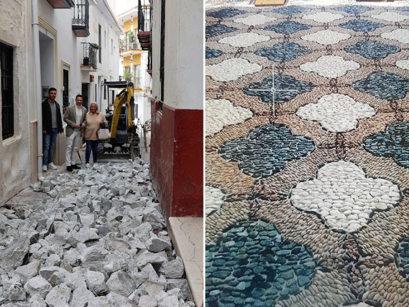 Torrox rescata el tradicional empedrado para poner en valor el casco histórico