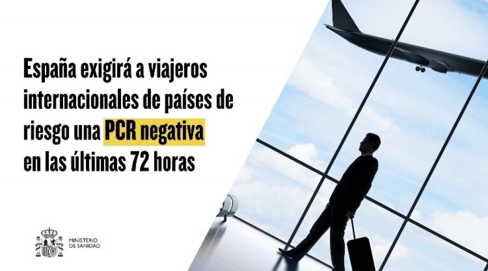 España exigirá a viajeros internacionales de países de riesgo una PCR negativa en las últimas 72 horas