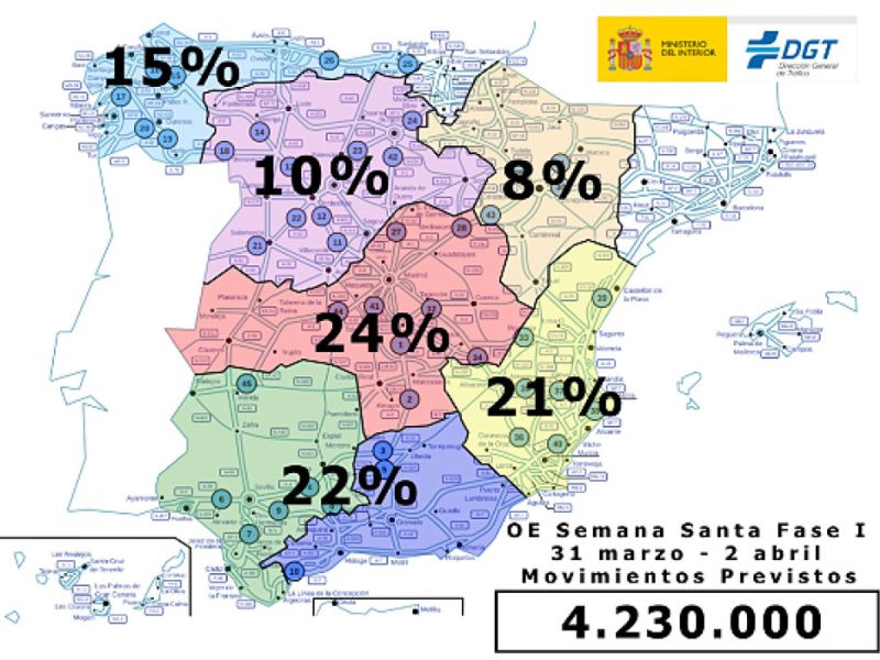 La Semana Santa arranca mañana viernes con 16 millones de desplazamientos previstos por carretera