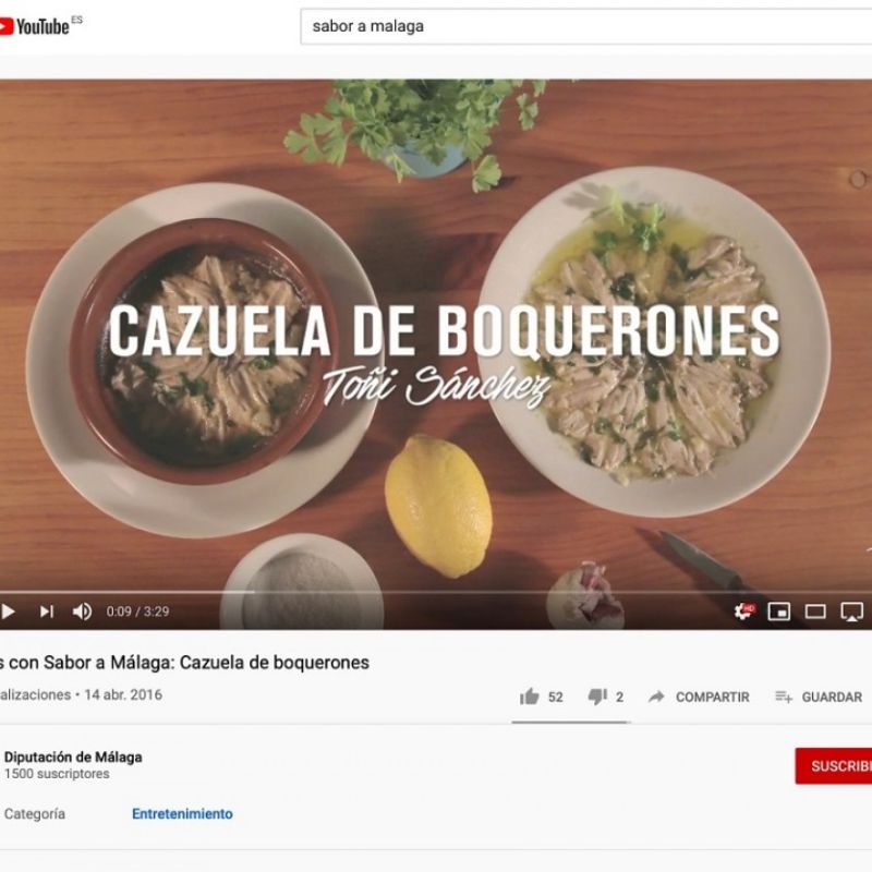 "Sabor a Málaga" recupera un vídeo recetario con platos tradicionales de la provincia para animar a cocinar en casa