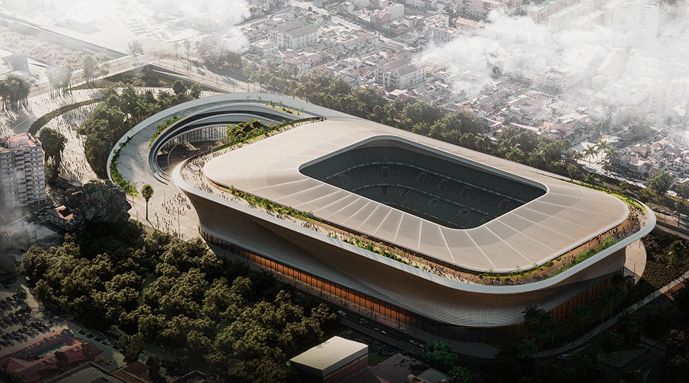 Presentado el estudio de ampliación y reestructuración del campo de fútbol de La Rosaleda, en Málaga