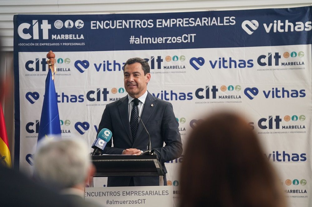 El presidente andaluz ha ofrecido hoy la ponencia en el almuerzo de socios de CIT Marbella