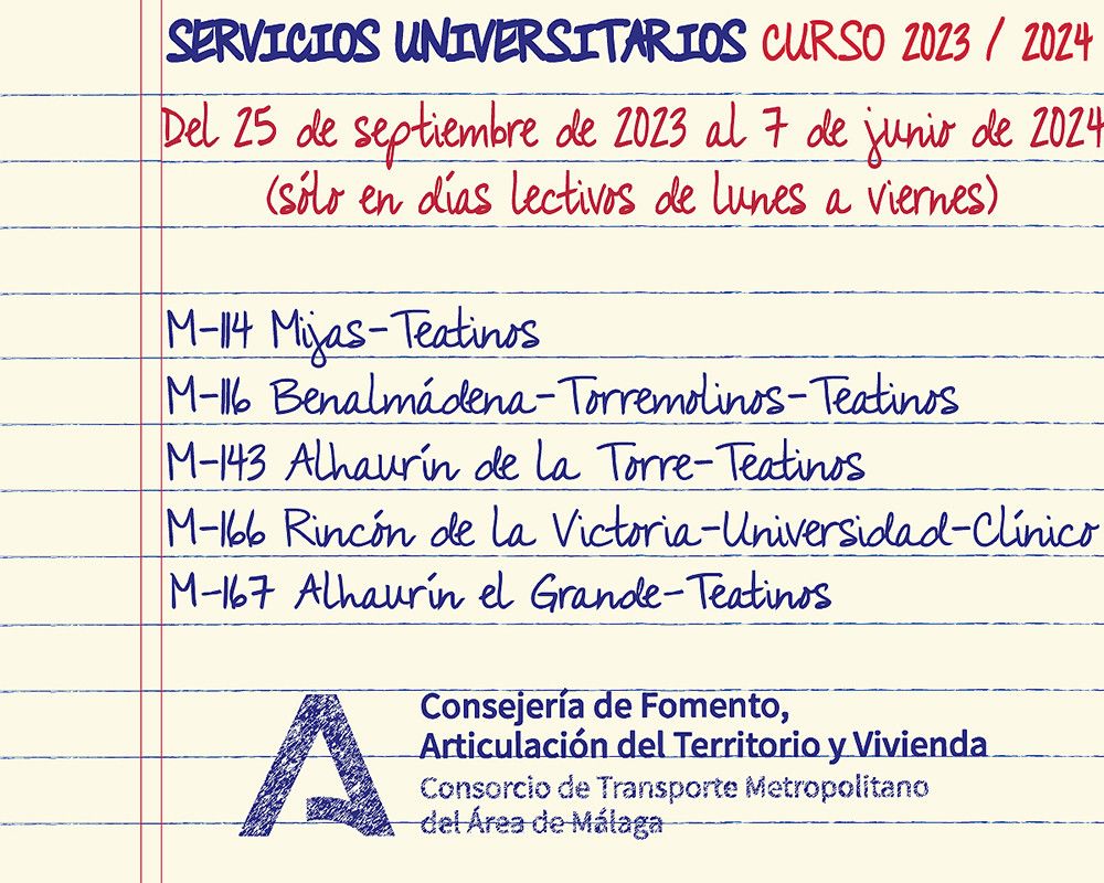 El Consorcio de Transporte de Málaga inicia las rutas a la Universidad que comunican varios municipios del área metropolitana