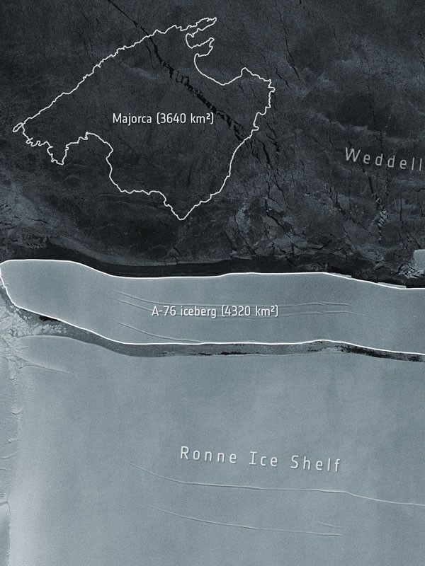 Se desprende el iceberg más grande del mundo en la Antártida, que mide más que Mallorca