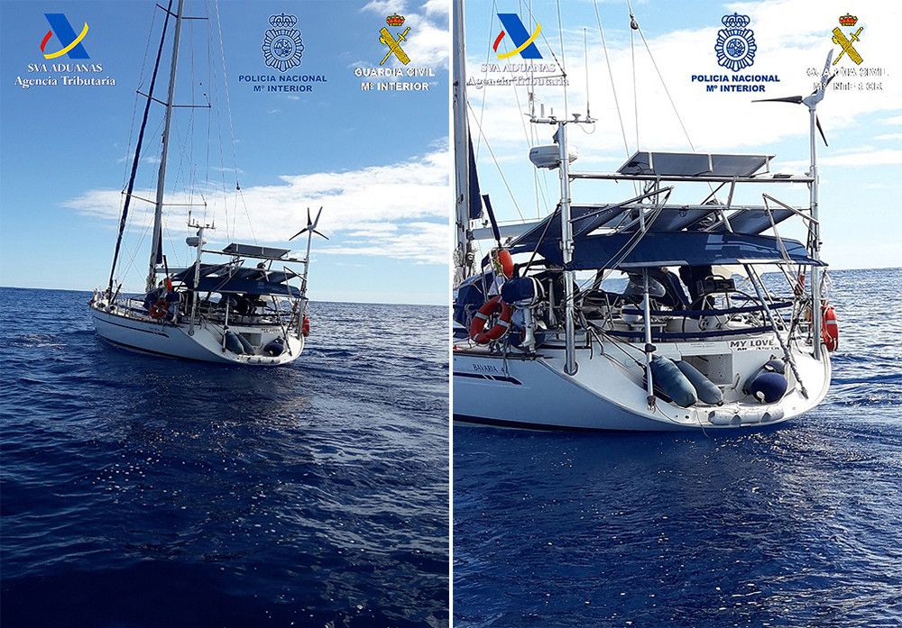 Interceptados al oeste de las islas Canarias dos veleros cargados con más de 1.100 kilos de cocaína