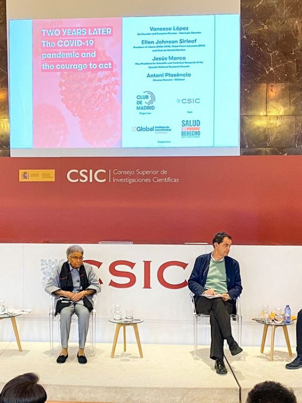 La Nobel de la Paz Ellen Johnson Sirleaf analiza en el CSIC la experiencia aprendida en dos años de covid-19