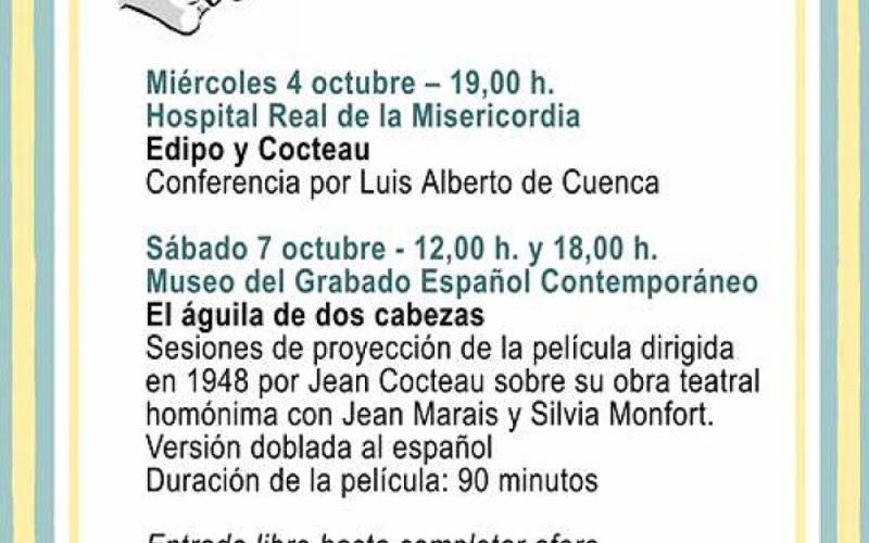 El ciclo-homenaje a Jean Cocteau continuará esta semana con una conferencia el miércoles 4 de octubre sobre Edipo y el artista francés, a cargo del académico Luis Alberto de Cuenca