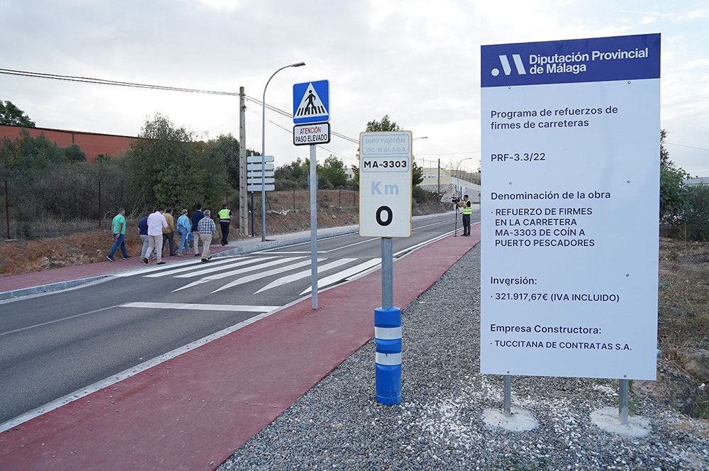 La Diputación invierte 257.000 euros en el refuerzo del firme y el ensanche de una de las vías de acceso a Coín