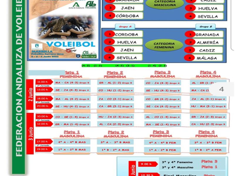 El Polideportivo Antonio Serrano Lima albergará del viernes 2 al domingo 4 de junio el Campeonato de Andalucía Infantil de las selecciones provinciales de voleibol