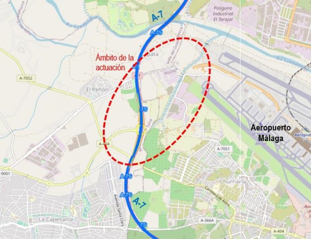 El ministerio licita un contrato para redactar el proyecto de acceso norte al Aeropuerto de Málaga desde la Autovía del Mediterráneo (A-7)