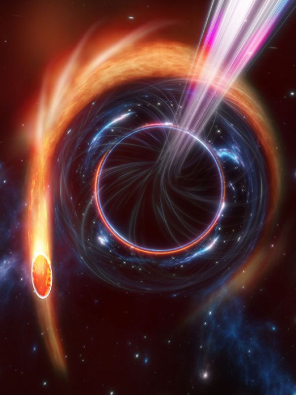 Detectan el chorro de materia que nace de un agujero negro supermasivo al devorar una estrella