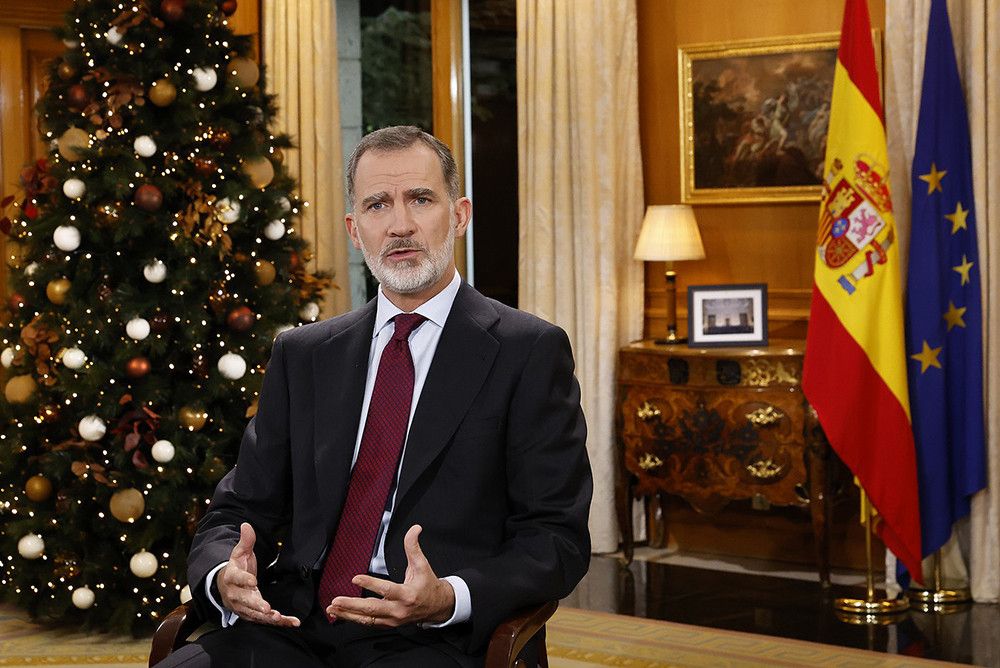El rey Felipe VI ofreció ayer por la noche el tradicional mensaje de Navidad