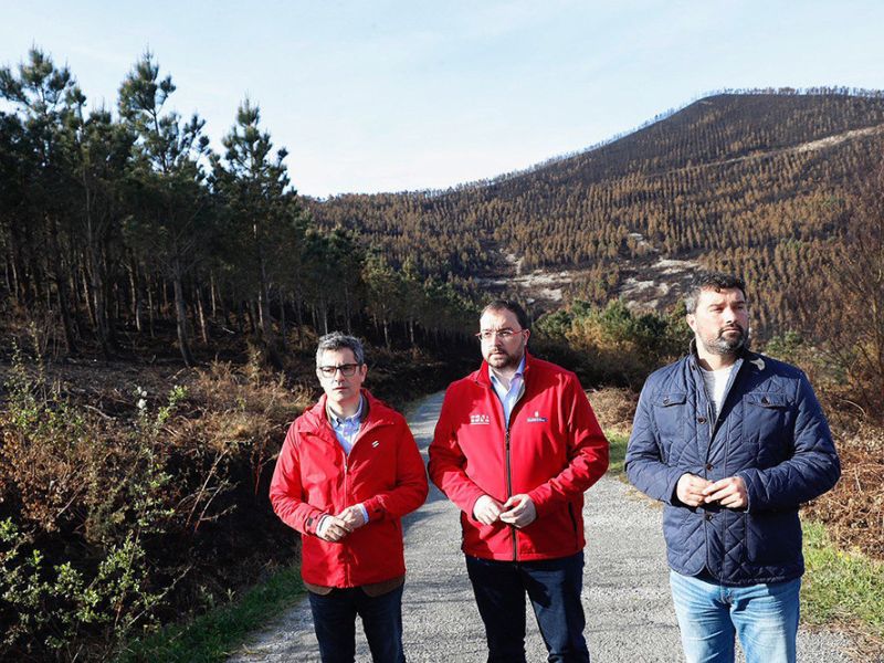 El ministro de la Presidencia visita los terrenos afectados por la última oleada de incendios en Asturias