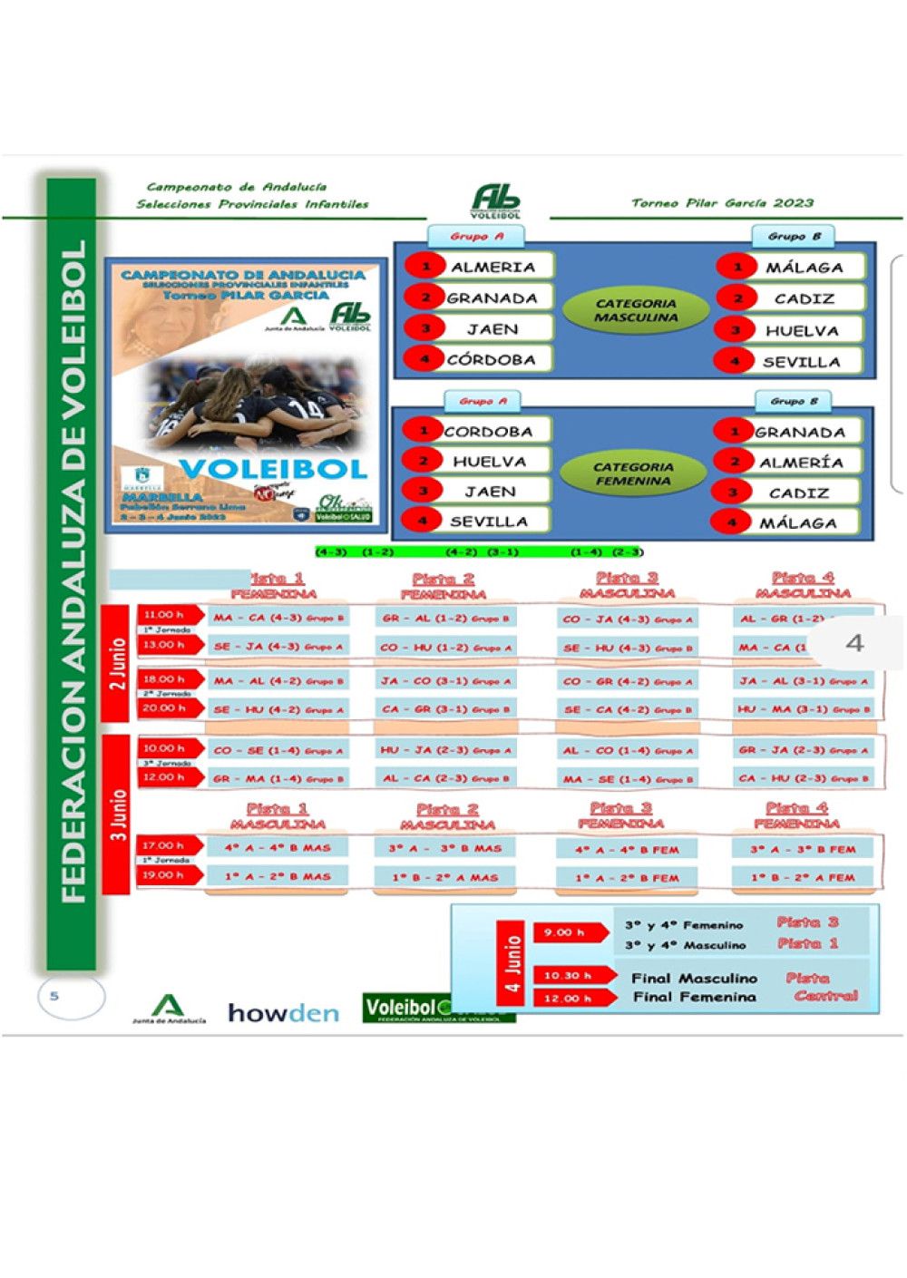 El Polideportivo Antonio Serrano Lima albergará del viernes 2 al domingo 4 de junio el Campeonato de Andalucía Infantil de las selecciones provinciales de voleibol