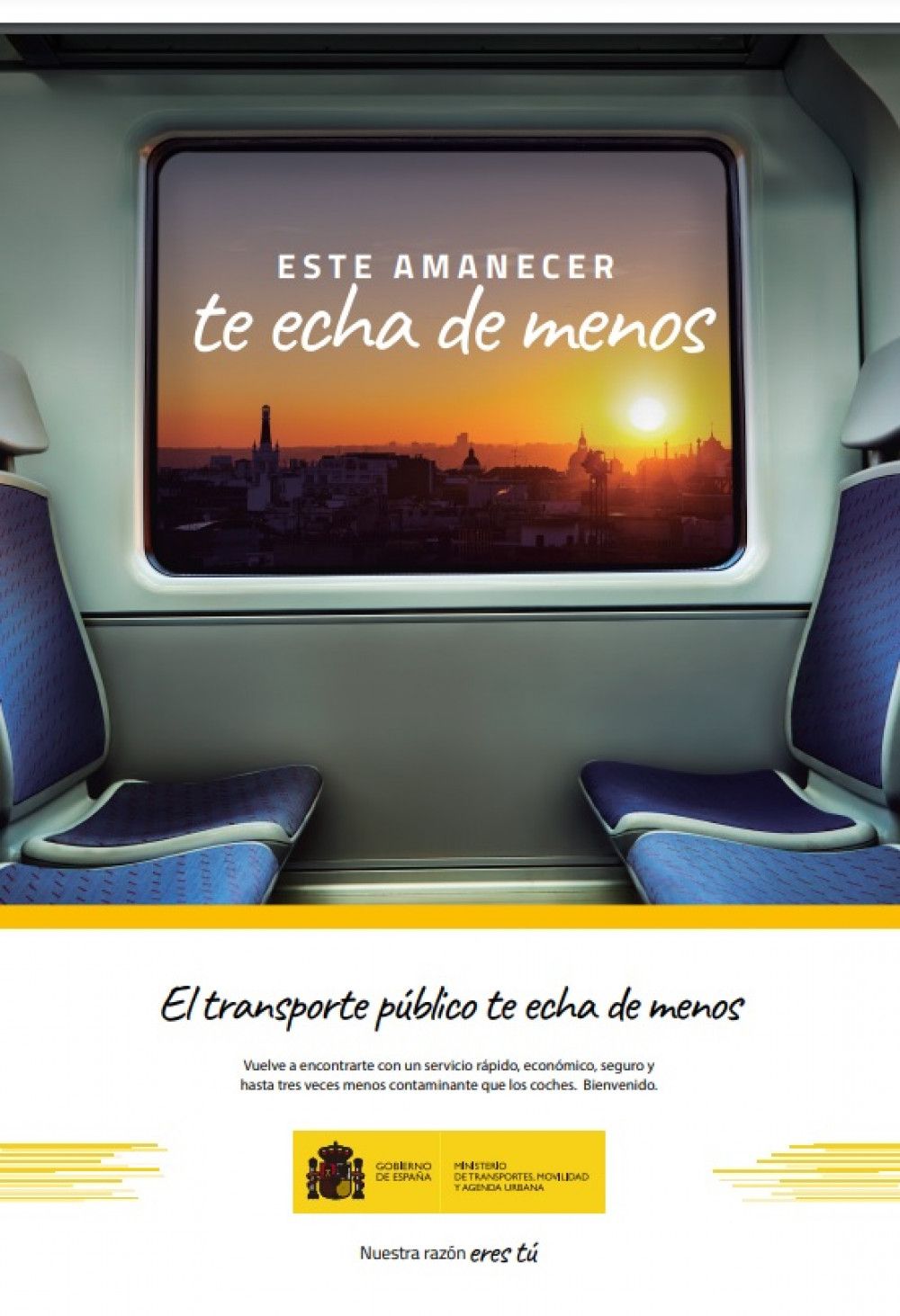 El Ministerio de Transportes presenta una campaña de publicidad para promover el uso del transporte público