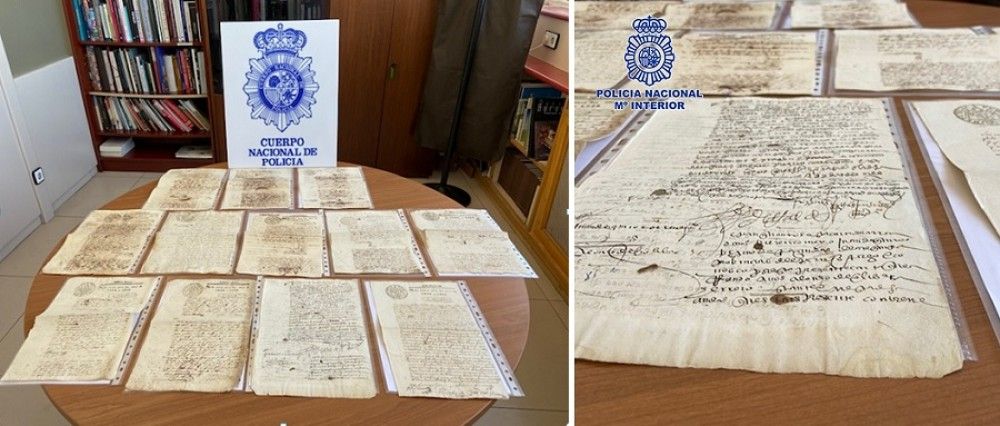 La Policía Nacional recupera en Badajoz 28 manuscritos originales de la época del Virreinato del Perú de gran valor histórico