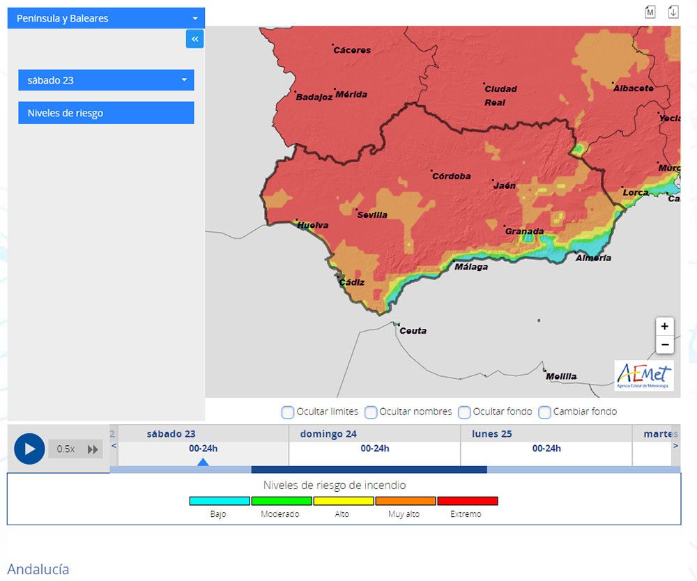 AEMET presenta un nuevo visor para predecir el riesgo de incendios forestales con siete días de antelación