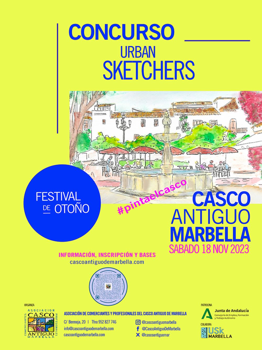 La Asociación de Comerciantes y Profesionales del Casco Antiguo de Marbella pone en marcha el "Festival de Otoño Casco Antiguo de Marbella 2023" con un sorteo, un concurso de dibujo y una exposición