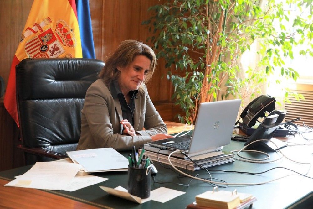 Reunión telemática de Teresa Ribera con John Kerry