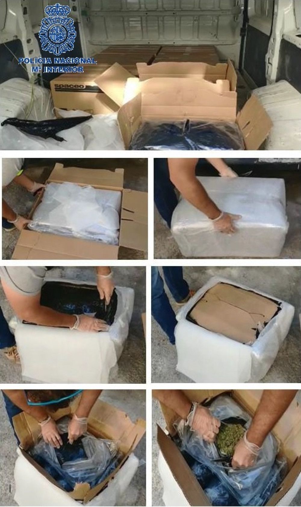 La Policía Nacional intercepta un vehículo con 40 kilogramos de marihuana oculta en cajas a modo de matrioskas