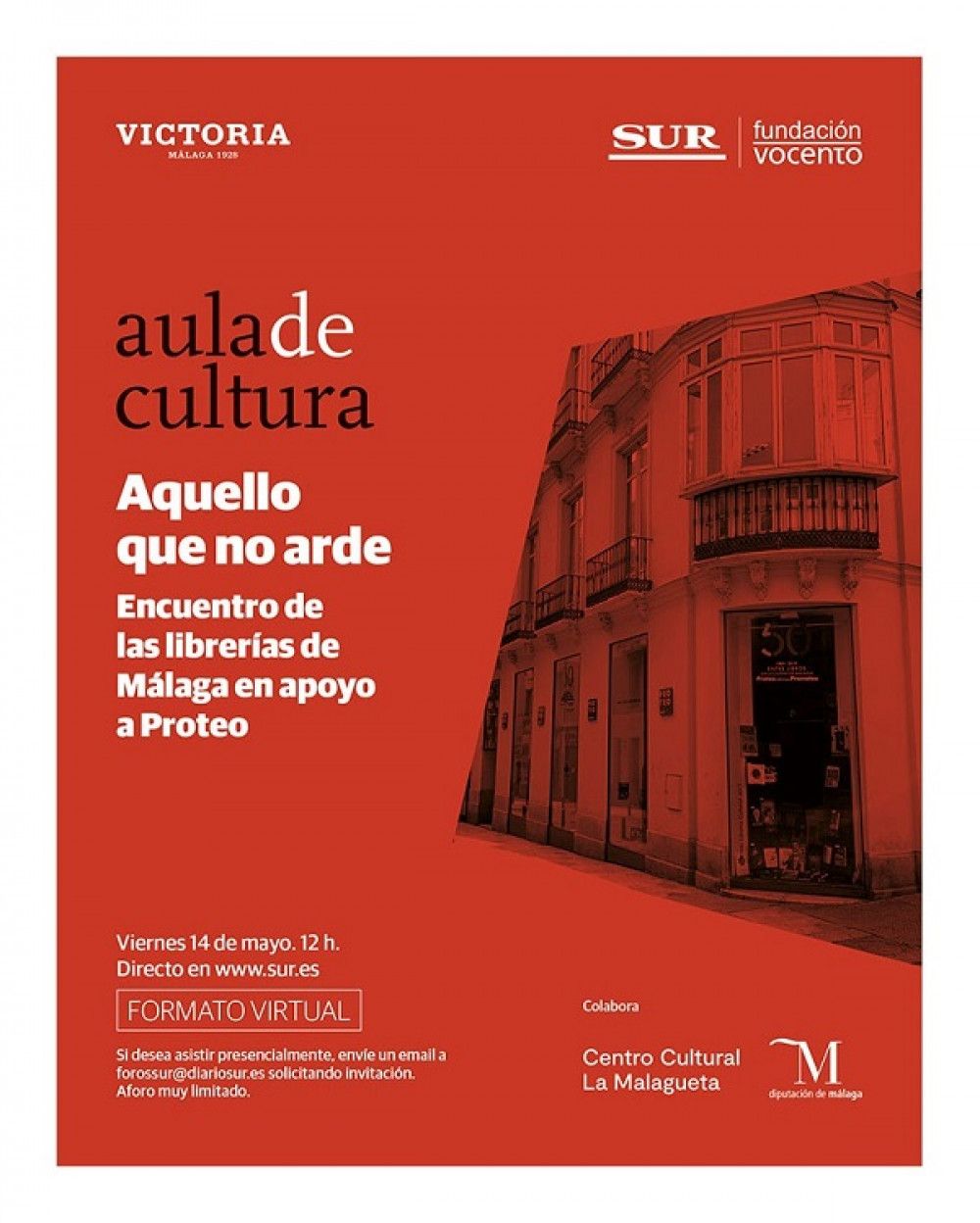 El Centro Cultural La Malagueta acoge mañana un evento especial en apoyo a la librería Proteo