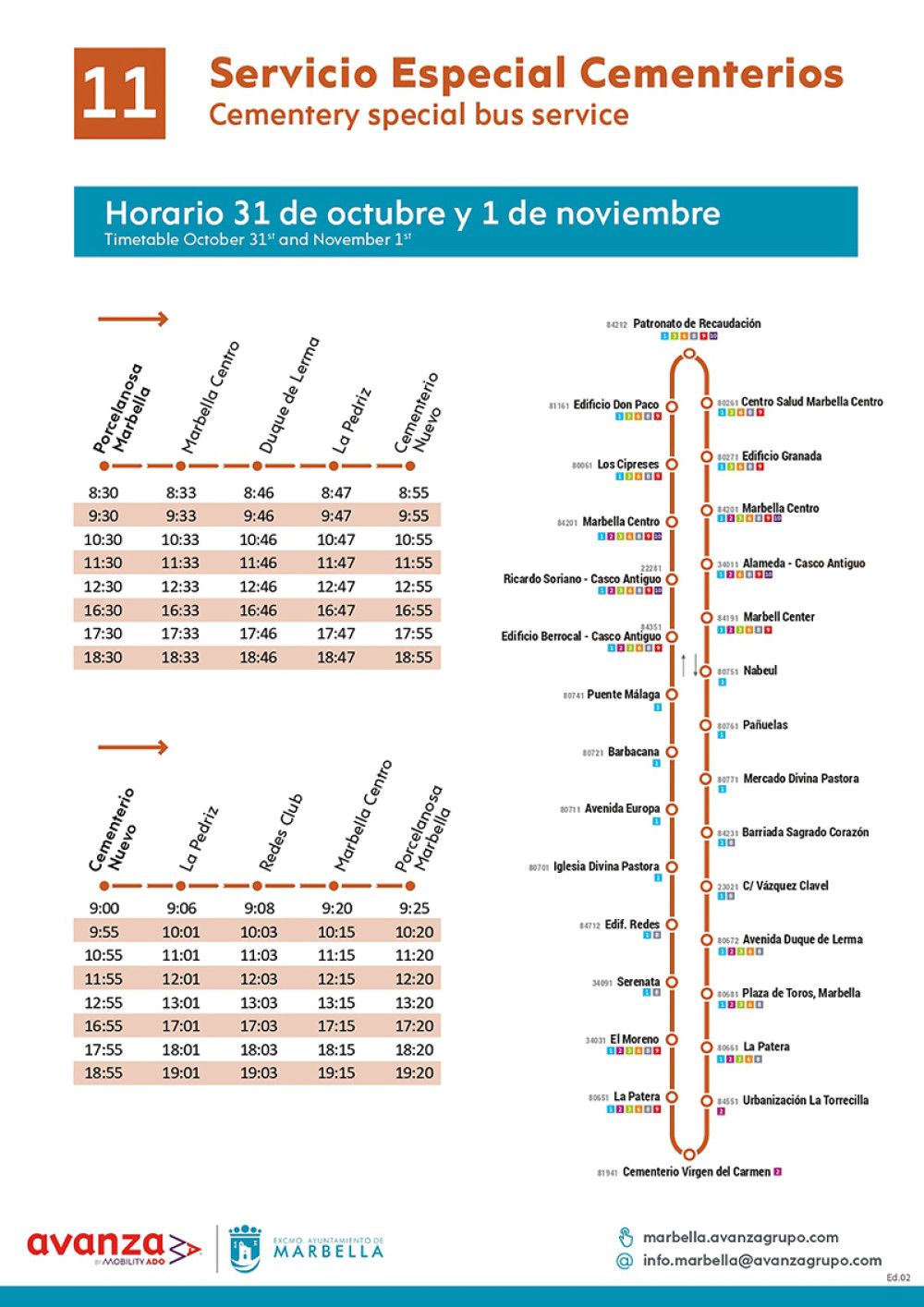 El Ayuntamiento habilita un servicio extraordinario de transporte urbano para el Día de Todos los Santos