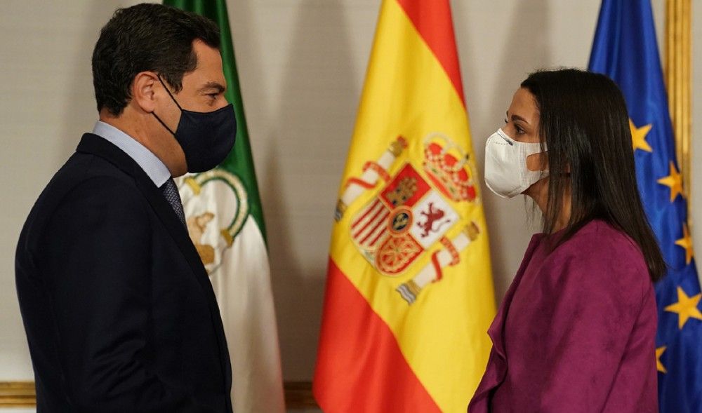 Reunión en San Telmo entre Juan Manuel Moreno y la presidenta de Ciudadanos, Inés Arrimadas
