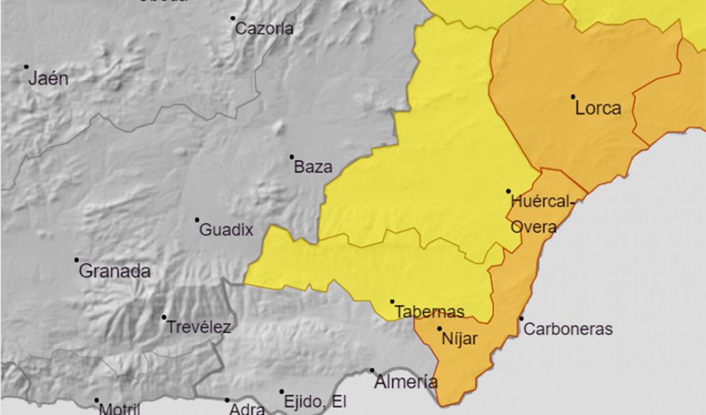 Se activa el aviso naranja por lluvias y tormentas en el Levante almeriense hasta medianoche
