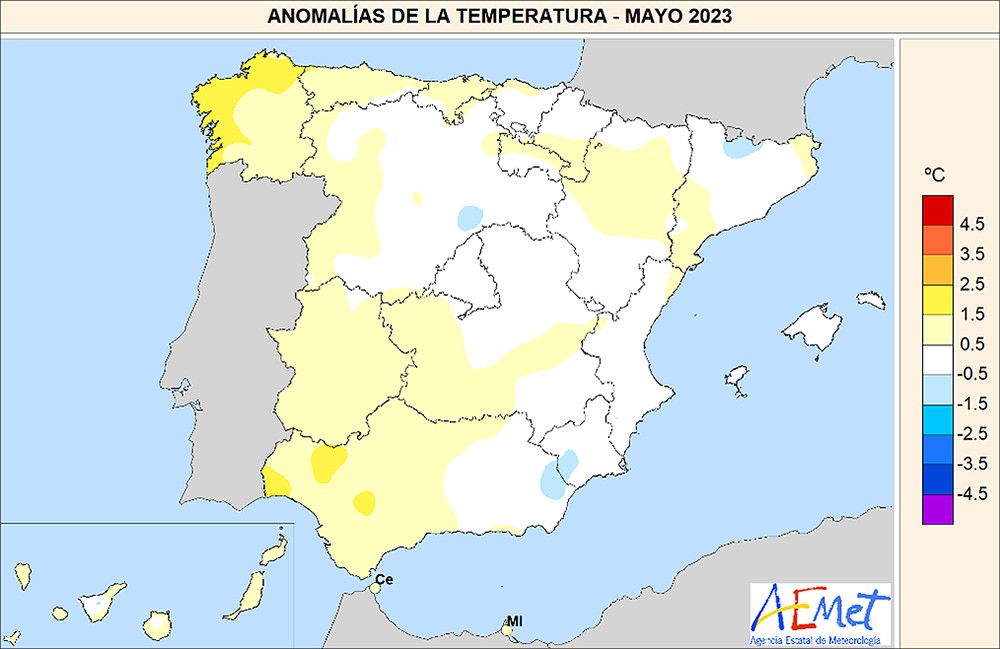 AEMET califica el pasado mes de mayo como "normal" tanto en temperaturas como en precipitaciones