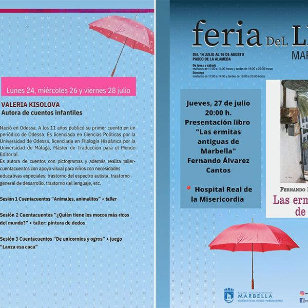 La Feria del Libro encara esta semana con talleres infantiles y las presentaciones de las obras Escribir desde el otro lado’ y Las ermitas antiguas de Marbella’