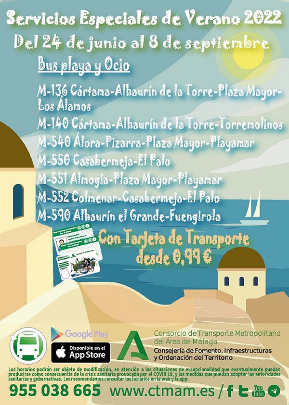 El Consorcio de Transporte del Área Metropolitana de Málaga refuerza sus servicios para el verano