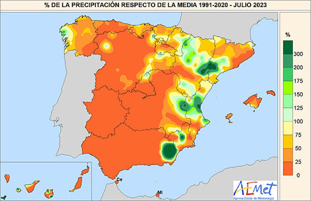 El pasado mes de julio fue el sexto más cálido de la serie histórica