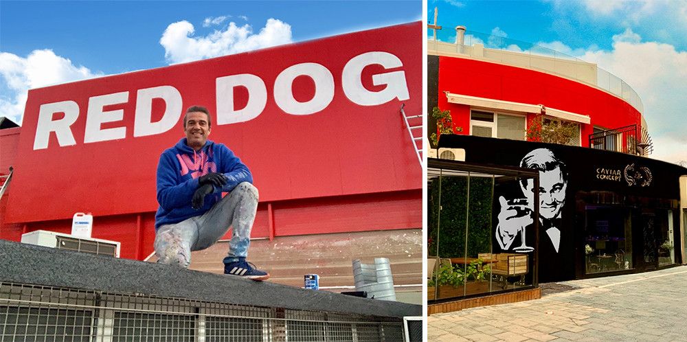 Red Dog Banus renueva su imagen exterior con los murales artísticos de Curro Leyton