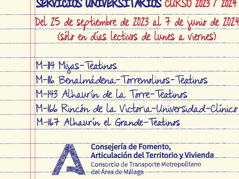 El Consorcio de Transporte de Málaga inicia las rutas a la Universidad que comunican varios municipios del área metropolitana
