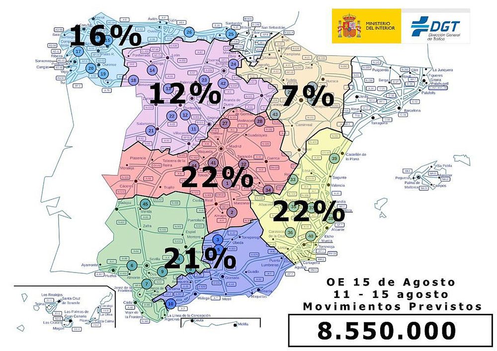 Más de 8,5 millones de desplazamientos previstos para este puente del 15 de agosto