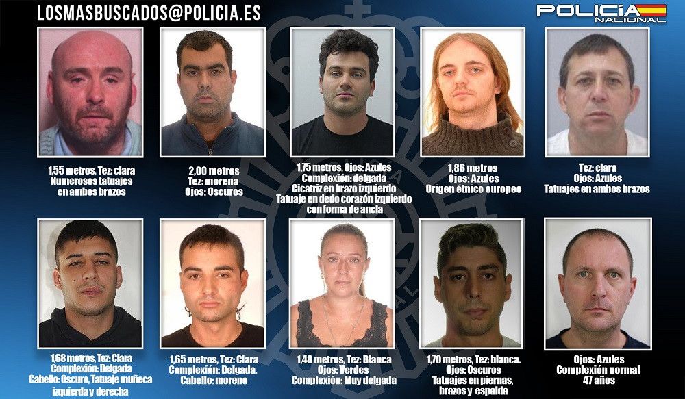 La Policía Nacional pide la colaboración ciudadana para localizar a diez peligrosos fugitivos