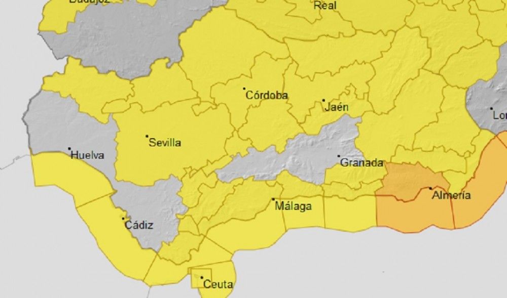 Activados para hoy martes los avisos naranjas por viento y fenómenos costeros en Almería