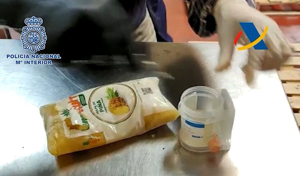 Incautados en Madrid 800 kilogramos de cocaína mezclada con pulpas de piña congelada