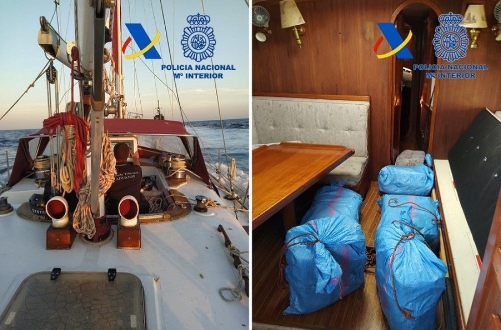 Intervenido frente a las costas de Cádiz un velero de bandera británica cargado con 400 kilos de hachís
