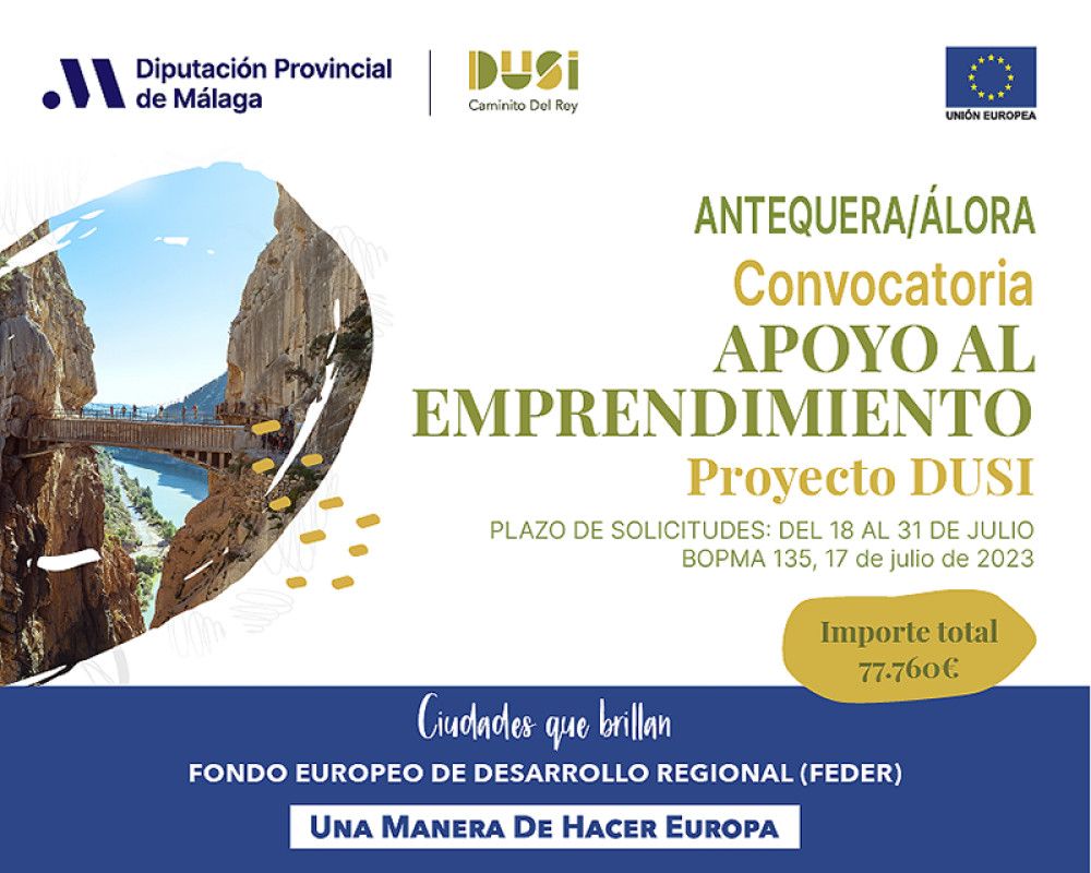 La Diputación abre el plazo de una convocatoria de apoyo a emprendedores y autónomos de Álora y Antequera