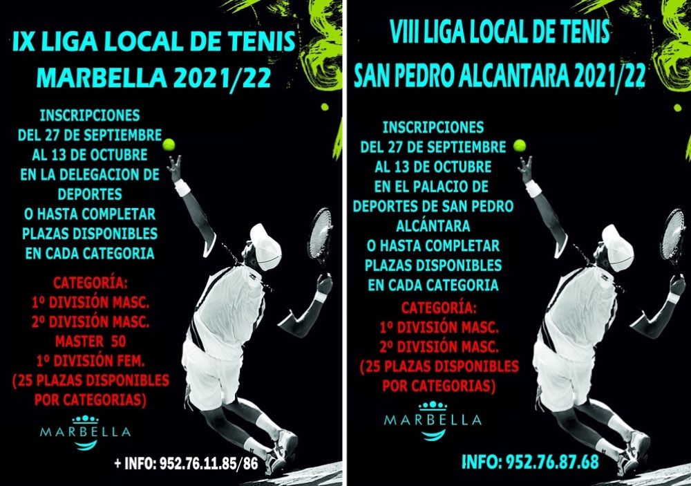 Abierto el plazo de inscripción de la IX Liga Local de Tenis de Marbella y de la VIII edición en San Pedro Alcántara