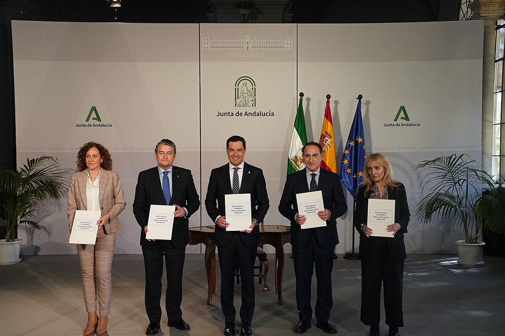 El nuevo Pacto Social y Económico movilizará en Andalucía casi 9.000 millones de euros para familias, jóvenes, pymes y autónomos