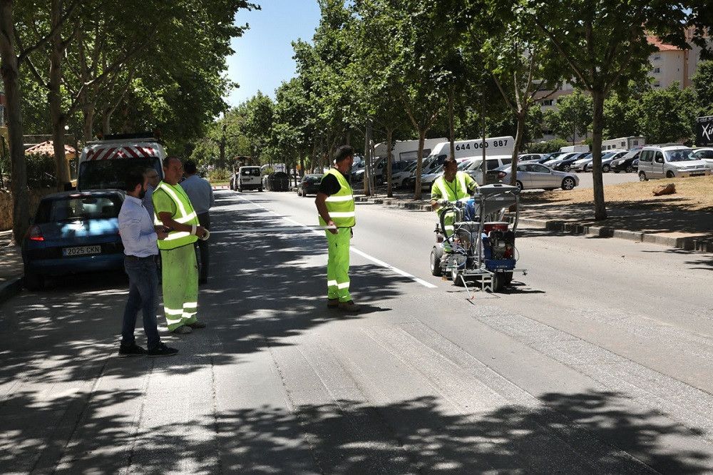 El Ayuntamiento realiza trabajos de señalización para mejorar la seguridad vial en el entorno del recinto ferial de noche