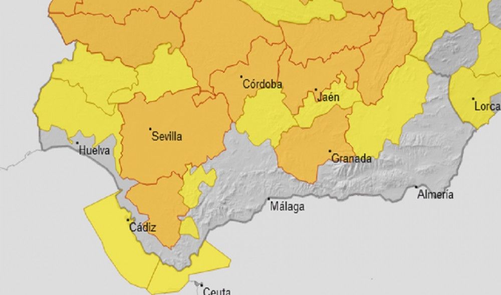 AEMET mantiene activo para hoy el aviso naranja por altas temperaturas en Sevilla, Cádiz, Córdoba, Granada y Jaén