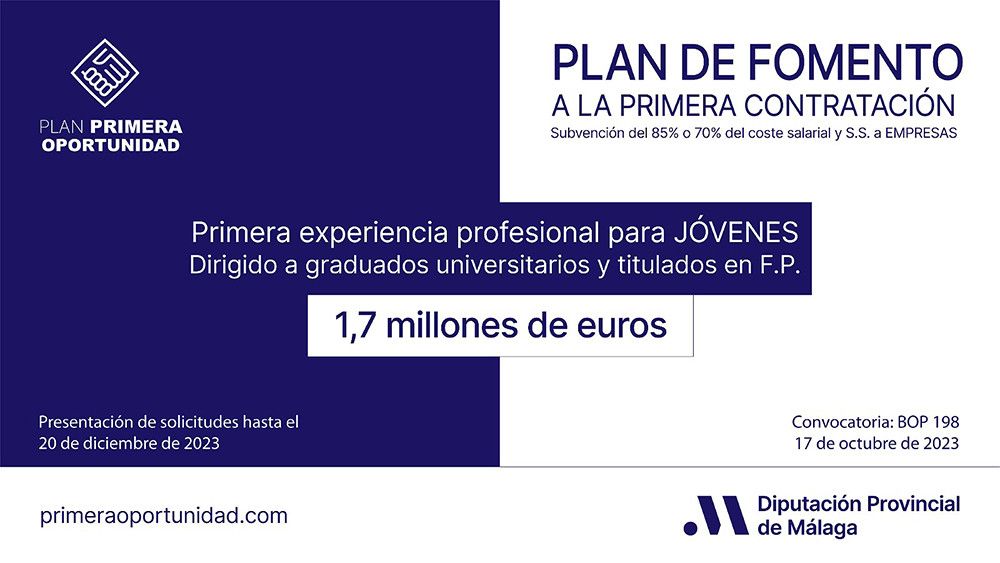 La Diputación renueva su apuesta por el empleo juvenil y dedica 1,7 millones de euros a fomentar la contratación de titulados universitarios y de FP