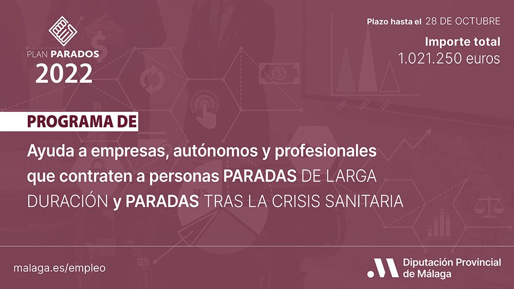 La Diputación amplía hasta el 28 de octubre el plazo para optar a las ayudas para la contratación de parados de larga duración y de afectados por la crisis sanitaria